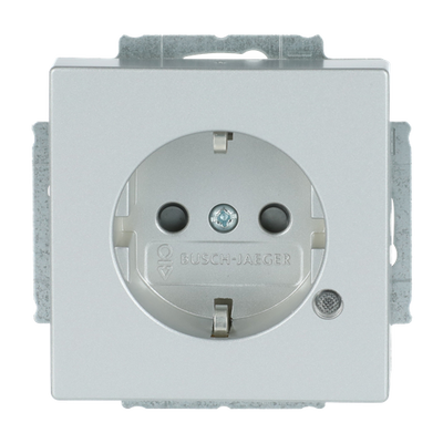 SCHUKO® Steckdosen-Einsatz Safety+ mit LED Kontrolllicht /grün alusilber -
