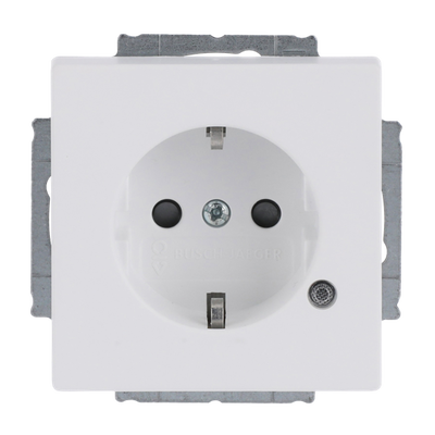 SCHUKO® Steckdosen-Einsatz Safety+ mit LED Kontrolllicht /grün studioweiß matt