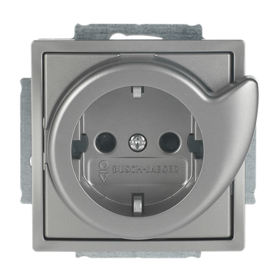 Busch-Servicesteckdose® SCHUKO® Steckdosen-Einsatz Safety+ edelstahl - pur