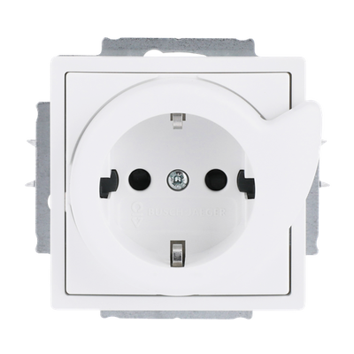 Busch-Servicesteckdose® SCHUKO® Steckdosen-Einsatz Safety+ studioweiß matt -