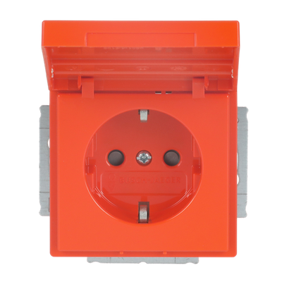 SCHUKO® Steckdosen-Einsatz Safety+ mit Klappdeckel mit Beschriftungsfeld orange