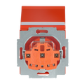 SCHUKO® Steckdosen-Einsatz Safety+ mit Klappdeckel mit Beschriftungsfeld orange