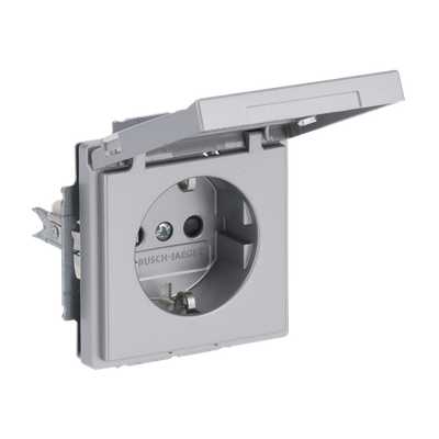 SCHUKO® Steckdosen-Einsatz Safety+ mit Klappdeckel mit Beschriftungsfeld