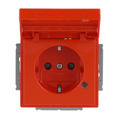 SCHUKO® Steckdosen-Einsatz Safety+ mit LED Kontrolllicht /grün mit Klappdeckel
