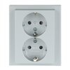 SCHUKO® Doppelsteckdose Komplettabdeckung Safety+ alusilber - future® linear
