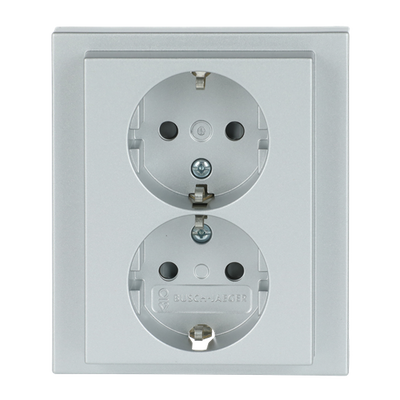 SCHUKO® Doppelsteckdose Komplettabdeckung Safety+ alusilber - future® linear