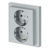 SCHUKO® Doppelsteckdose Komplettabdeckung Safety+ alusilber - future® linear