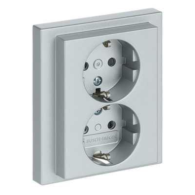 SCHUKO® Doppelsteckdose Komplettabdeckung Safety+ alusilber - future® linear