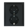 SCHUKO® Doppelsteckdose Komplettabdeckung Safety+ schwarz matt - Plattform 63