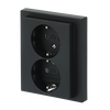 SCHUKO® Doppelsteckdose Komplettabdeckung Safety+ schwarz matt - Plattform 63
