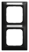 Abdeckrahmen mit Sichtfenster, senkrecht mit Beschriftungsfeld 2-fach schwarz