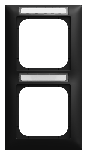 Abdeckrahmen mit Sichtfenster, senkrecht mit Beschriftungsfeld 2-fach schwarz
