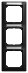 Abdeckrahmen mit Sichtfenster, senkrecht mit Beschriftungsfeld 3-fach schwarz