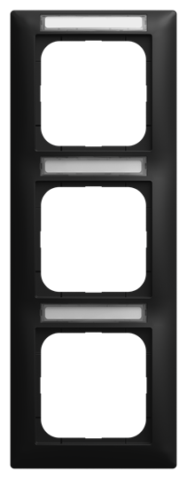 Abdeckrahmen mit Sichtfenster, senkrecht mit Beschriftungsfeld 3-fach schwarz