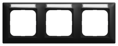Abdeckrahmen mit Sichtfenster, waagerecht mit Beschriftungsfeld 3-fach schwarz