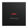 Wippe mit Aufdruck Heizung mit kleiner roter Kalotte für Taster, 1-fach schwarz