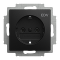 SCHUKO® Steckdosen-Einsatz mit Aufdruck EDV schwarz matt - Busch-balance® SI
