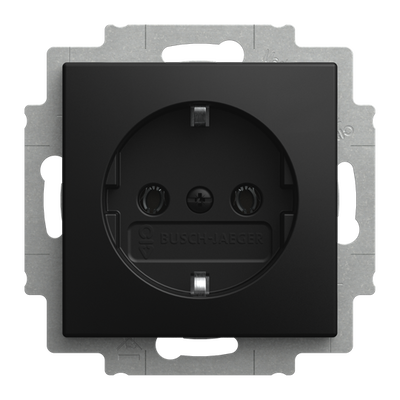 SCHUKO® Steckdosen-Einsatz mit Steckanschluss schwarz matt - Busch-balance® SI