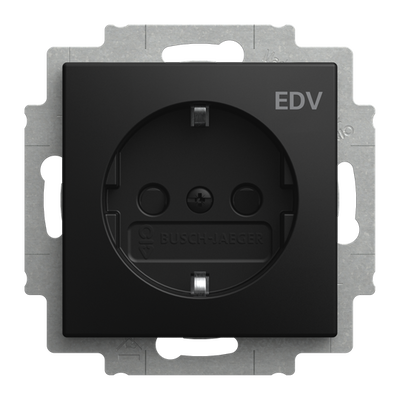 SCHUKO® Steckdosen-Einsatz mit Aufdruck EDV Safety+ schwarz matt -