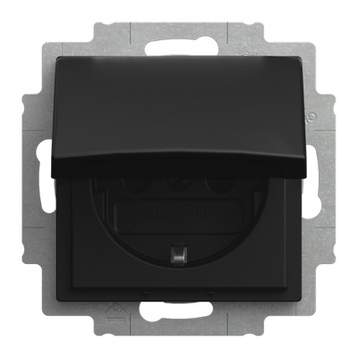 SCHUKO® Steckdose Safety+ mit Klappdeckel schwarz matt - Busch-balance® SI