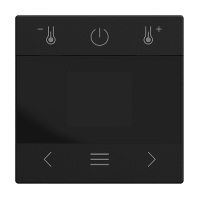 Zentralscheibe mit Aufdruck Symbole "Temperatur auf/ab, Power, links, Menü,