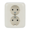 SCHUKO® Doppelsteckdose Komplettabdeckung Safety+ weiß - Busch-Duro 2000® SI