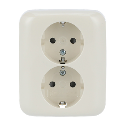 SCHUKO® Doppelsteckdose Komplettabdeckung Safety+ weiß - Busch-Duro 2000® SI