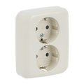 SCHUKO® Doppelsteckdose Komplettabdeckung Safety+ weiß - Busch-Duro 2000® SI
