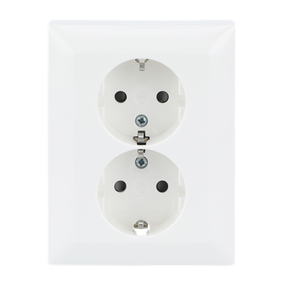 SCHUKO® Doppelsteckdose Komplettabdeckung Safety+ alpinweiß - Busch-balance® SI
