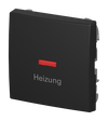 Wippe mit Aufdruck Heizung mit kleiner roter Kalotte für Taster, 1-fach schwarz