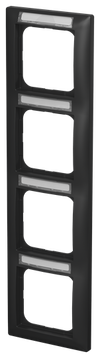 Abdeckrahmen mit Sichtfenster, senkrecht mit Beschriftungsfeld 4-fach schwarz