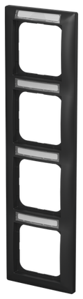 Abdeckrahmen mit Sichtfenster, senkrecht mit Beschriftungsfeld 4-fach schwarz