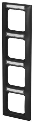 Abdeckrahmen mit Sichtfenster, senkrecht mit Beschriftungsfeld 4-fach schwarz