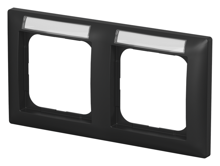 Abdeckrahmen mit Sichtfenster, waagerecht mit Beschriftungsfeld 2-fach schwarz – Bild 3 von 3