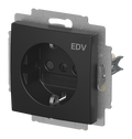 SCHUKO® Steckdosen-Einsatz mit Aufdruck EDV Safety+ schwarz matt -