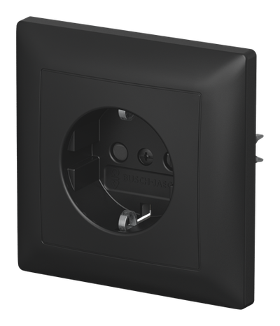 SCHUKO® Steckdose Safety+ schwarz matt - Busch-balance® SI  Vollplatte