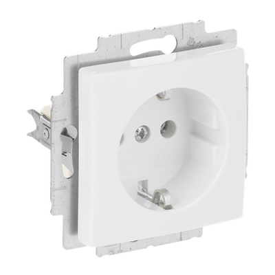SCHUKO® Steckdosen-Einsatz mit Steckanschluss alpinweiß - Busch-balance® SI