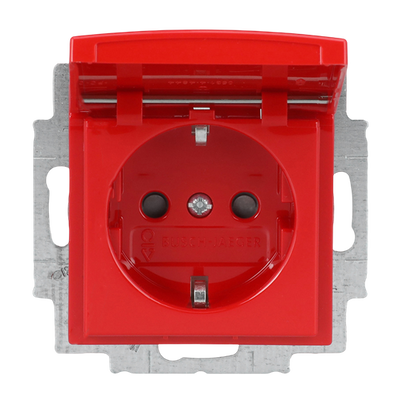 SCHUKO® Steckdosen-Einsatz Safety+ mit Klappdeckel rot - Busch-balance® SI