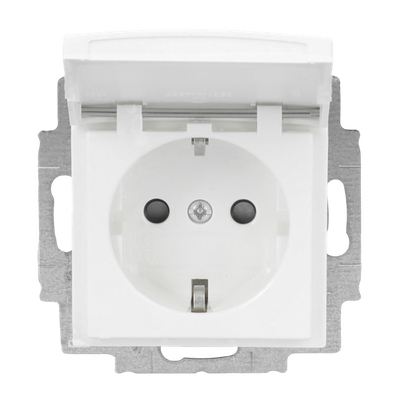 SCHUKO® Steckdosen-Einsatz Safety+ mit Klappdeckel mit Beschriftungsfeld