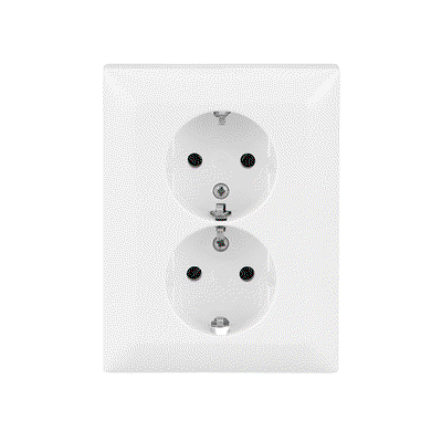 SCHUKO® Doppelsteckdose Komplettabdeckung ohne Spreize alpinweiß -