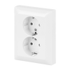 SCHUKO® Doppelsteckdose Komplettabdeckung ohne Spreize alpinweiß -
