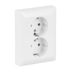 SCHUKO® Doppelsteckdose Komplettabdeckung ohne Spreize alpinweiß -