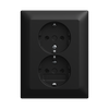 SCHUKO® Doppelsteckdose Komplettabdeckung schwarz matt - Busch-balance® SI