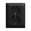 SCHUKO® Doppelsteckdose Komplettabdeckung Safety+ schwarz matt -