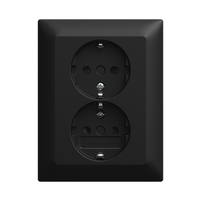 SCHUKO® Doppelsteckdose Komplettabdeckung Safety+ schwarz matt -