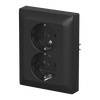 SCHUKO® Doppelsteckdose Komplettabdeckung Safety+ schwarz matt -