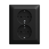 SCHUKO® Doppelsteckdose Komplettabdeckung ohne Spreize schwarz matt -