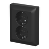 SCHUKO® Doppelsteckdose Komplettabdeckung ohne Spreize schwarz matt -