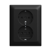 SCHUKO® Doppelsteckdose Komplettabdeckung Safety+ ohne Spreize schwarz matt -