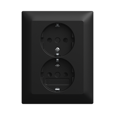 SCHUKO® Doppelsteckdose Komplettabdeckung Safety+ ohne Spreize schwarz matt -
